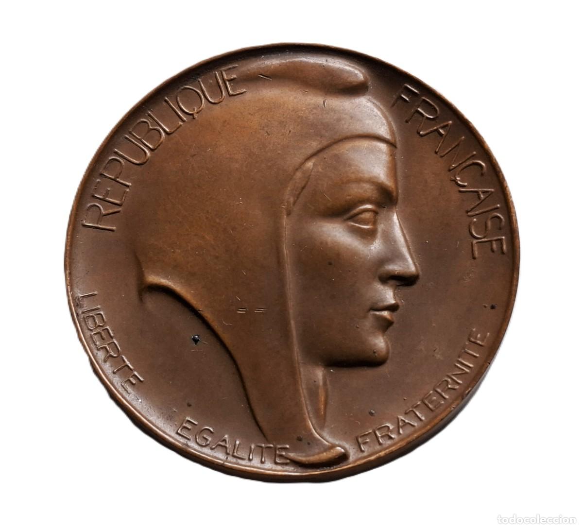 Medaglie storiche: MEDALLA DE BRONCE DE LA REPUBLICA FRANCESA &rdquo;&rdquo;Libertad Igualdad Fraternidad&rdquo;&rdquo; siglo XX - 50.MM DIAMTR