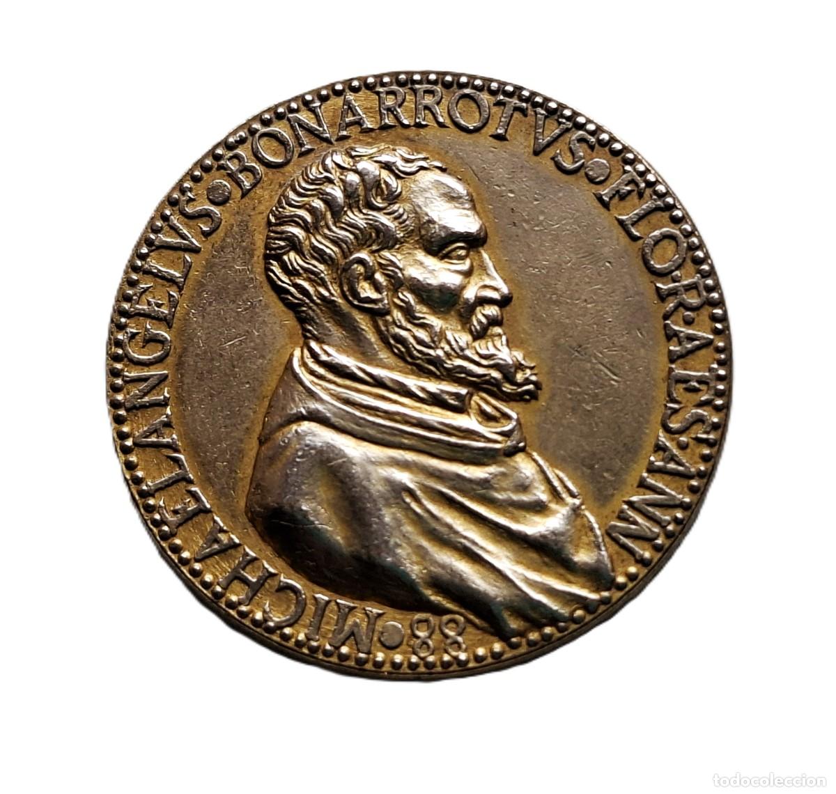 Medaglie storiche: FIRENZE MICHELANGELOBONARROTI - MEDALLA CONMEMORATIVA DEL 88&ordm; COMPLEA&Ntilde;OS