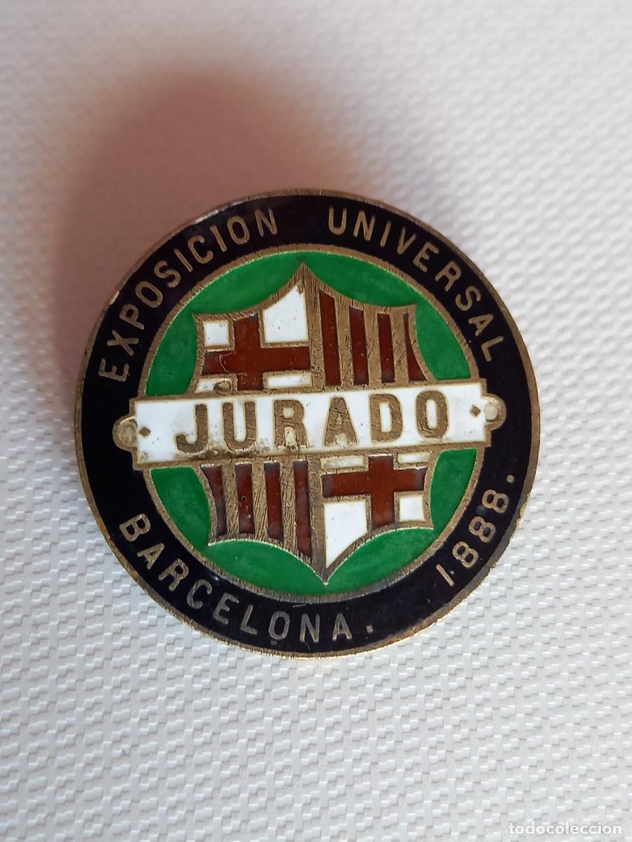 Medaglie storiche: INSIGNIA OFICIAL DE JURADO - EXPOSICI&Oacute;N UNIVERSAL DE BARCELONA 1888 - ESMALTE NEGRO Y VERDE
