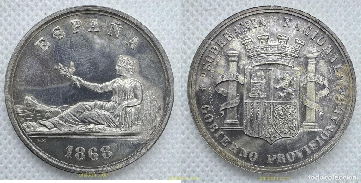 Historische Medaillen: MEDALLA GOBIERNO PROVISIONAL 1868 SOBERANIA NACIONAL acu&ntilde;acion 500 medallas n&ordm;420