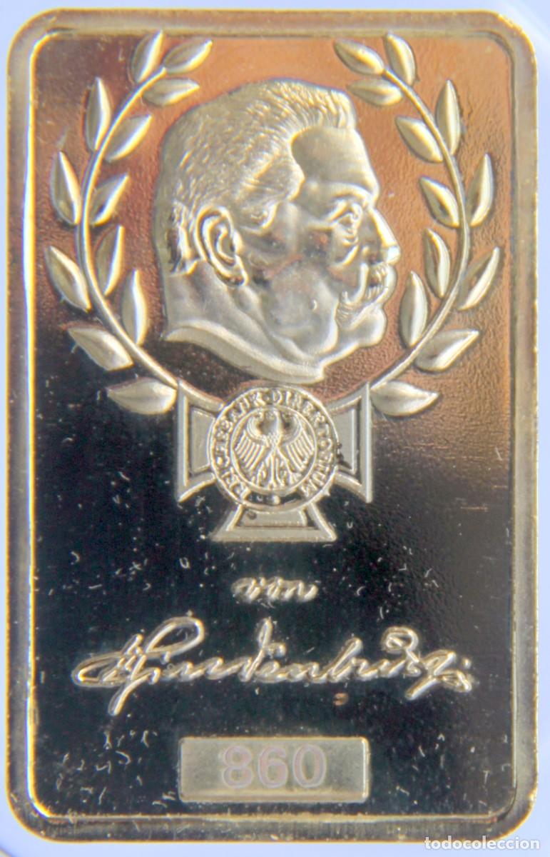 Medaglie storiche: ALEMANIA MEDALLA/BARRA: DEUTSCHE REICHSBANK &ndash; 29 x 44 mm CHAPADO ORO 999