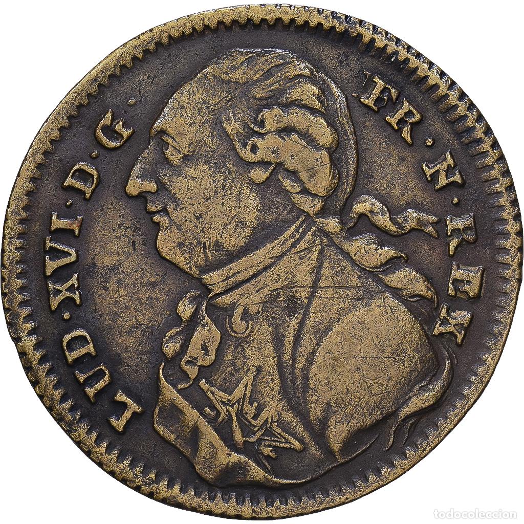 Medallas hist&oacute;ricas: [#1547584] Francia, zeton, Louis XVI, Statue de Louis XV &agrave; Bordeaux, 1790, Lat&oacute;n, BC+