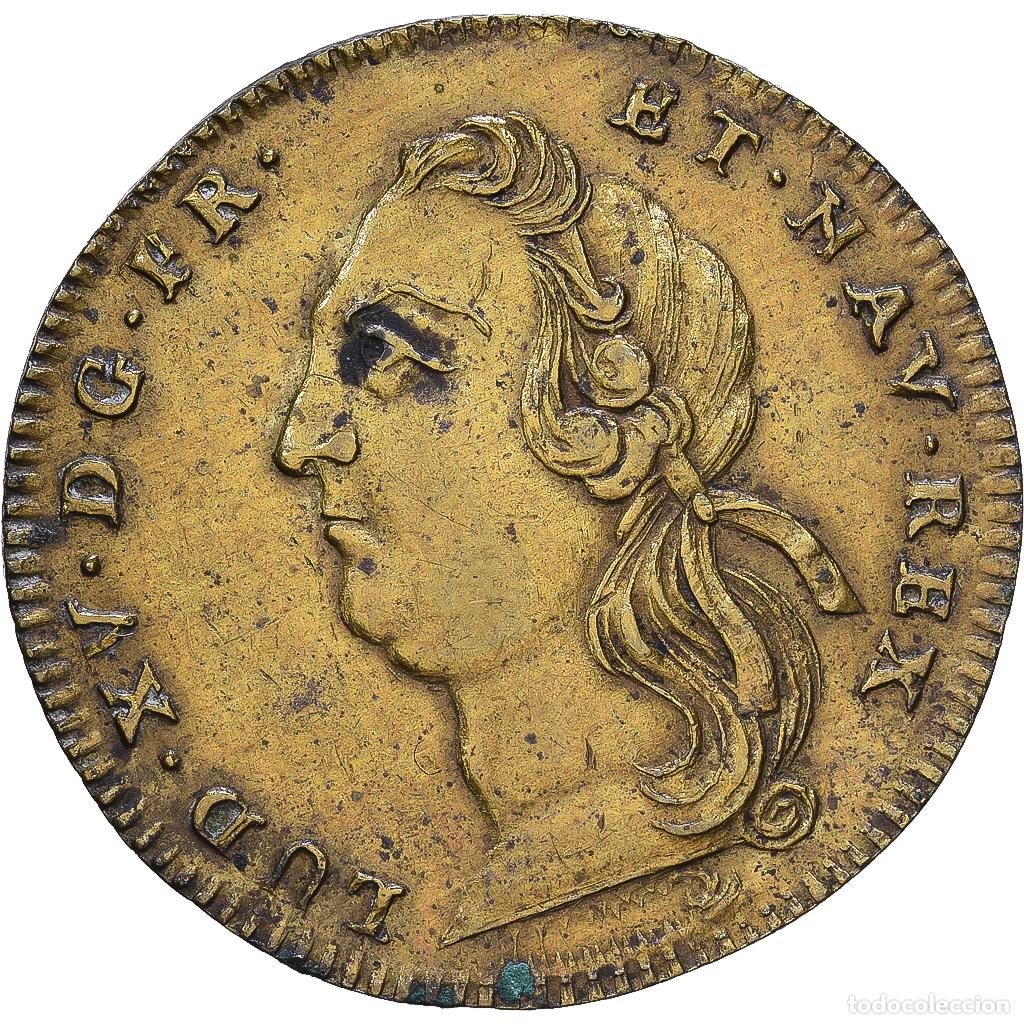 Medallas hist&oacute;ricas: [#1547581] Francia, zeton, Louis XV, Statue de Louis XV &agrave; Bordeaux, 1744, Lat&oacute;n, MBC