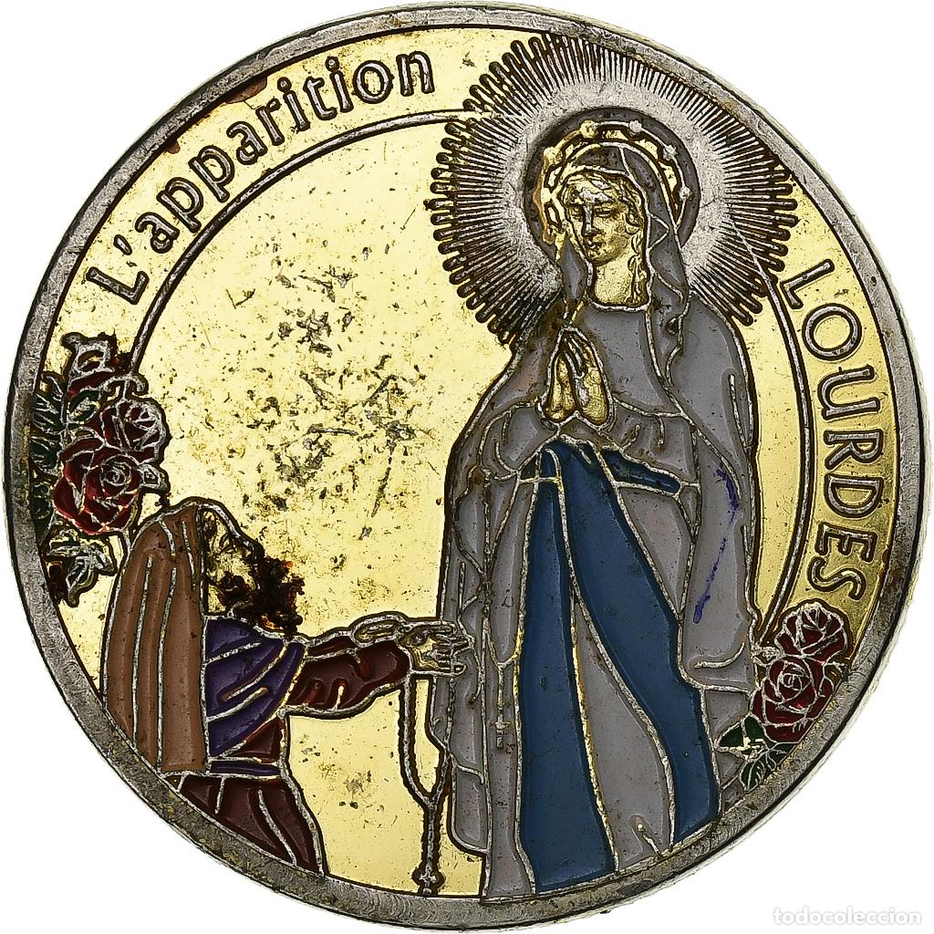 Medallas hist&oacute;ricas: [#637093] Francia, zeton, Lourdes - L'Apparition, Aluminio y cupron&iacute;quel, BC+