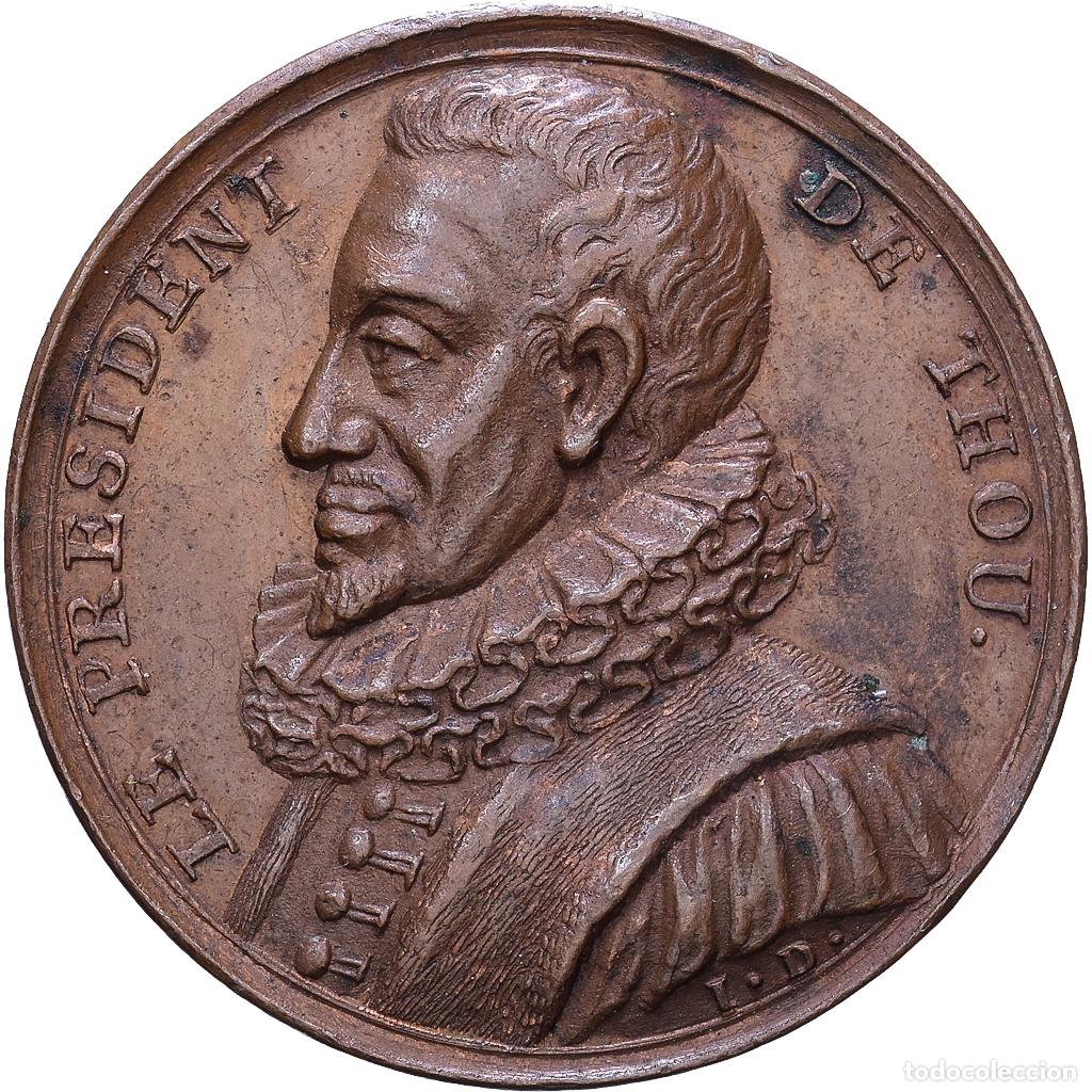 Medallas hist&oacute;ricas: [#1535095] Francia, zeton, Le pr&eacute;sident de Thou, Cobre, Dassier, Les Hommes illustres, EBC