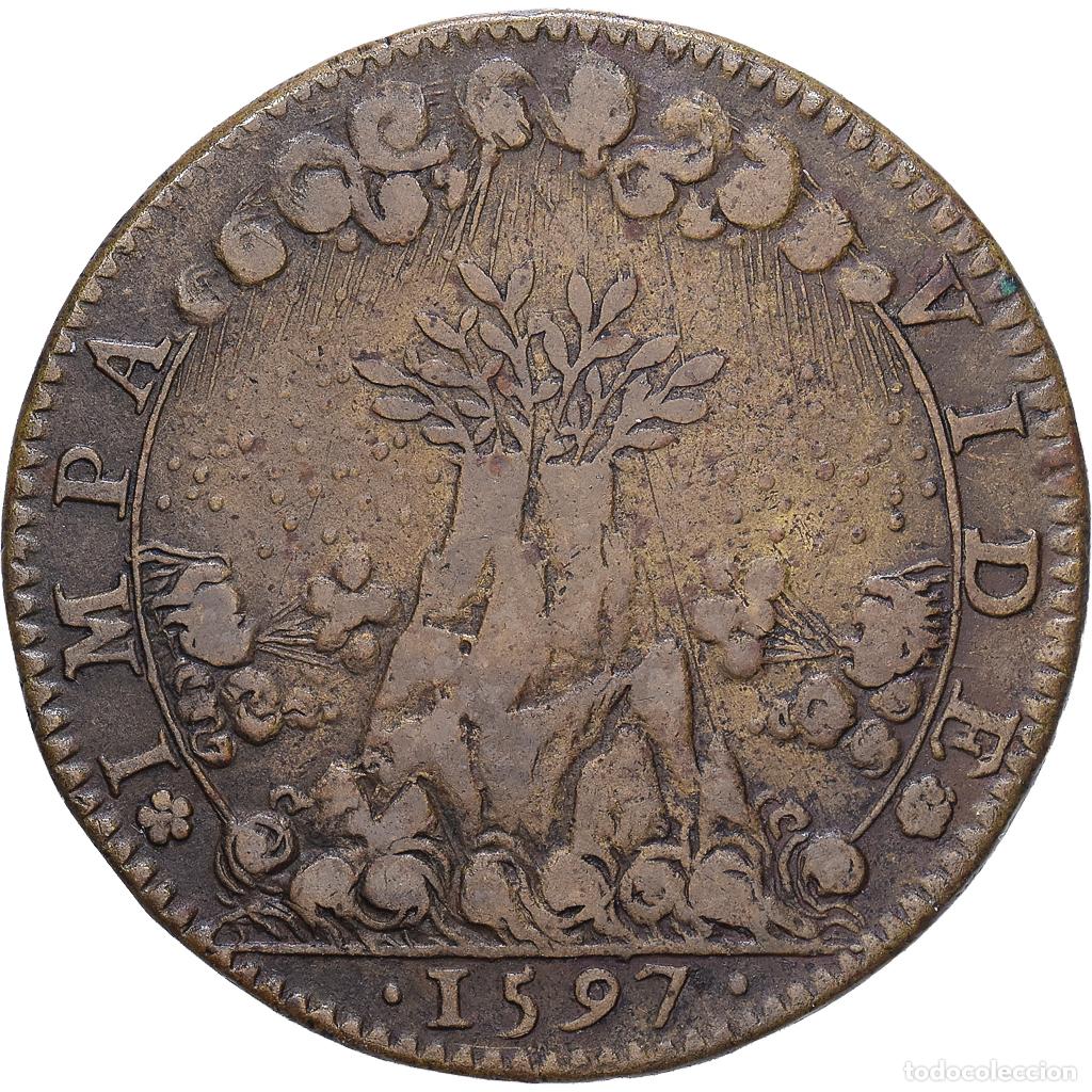 Medallas hist&oacute;ricas: [#139965] Francia, zeton, Michel de Verthamon, 1597, Lat&oacute;n, MBC