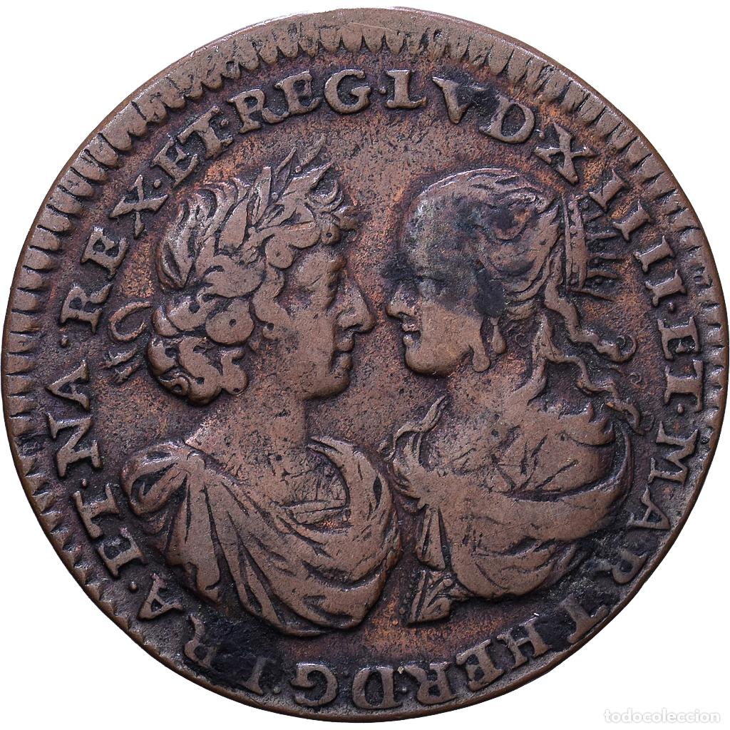 Medallas hist&oacute;ricas: [#1535002] Francia, zeton, Louis XIV et Marie-Th&eacute;r&egrave;se, Mariage, 1660, Cobre, BC+