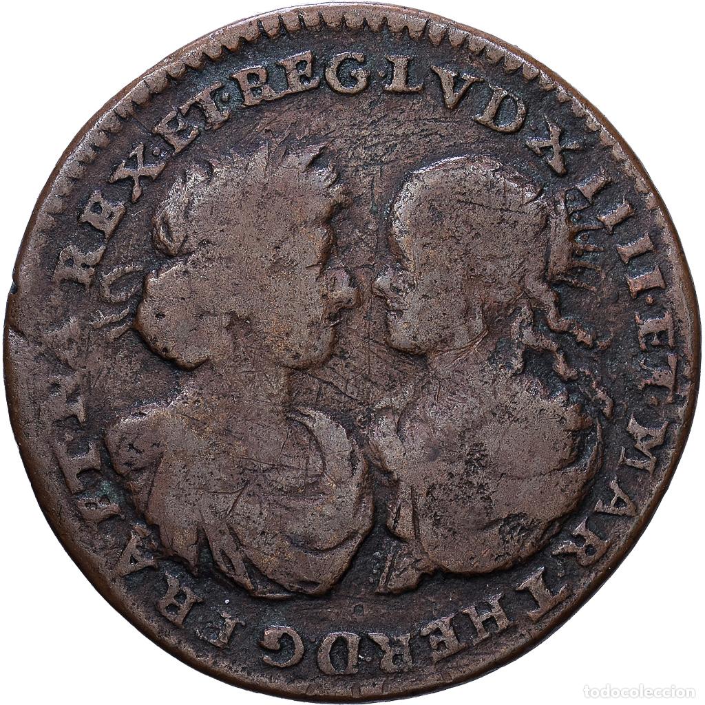 Medallas hist&oacute;ricas: [#1535012] Francia, zeton, Louis XIV et Marie-Th&eacute;r&egrave;se, Mariage, 1660, Cobre, BC+