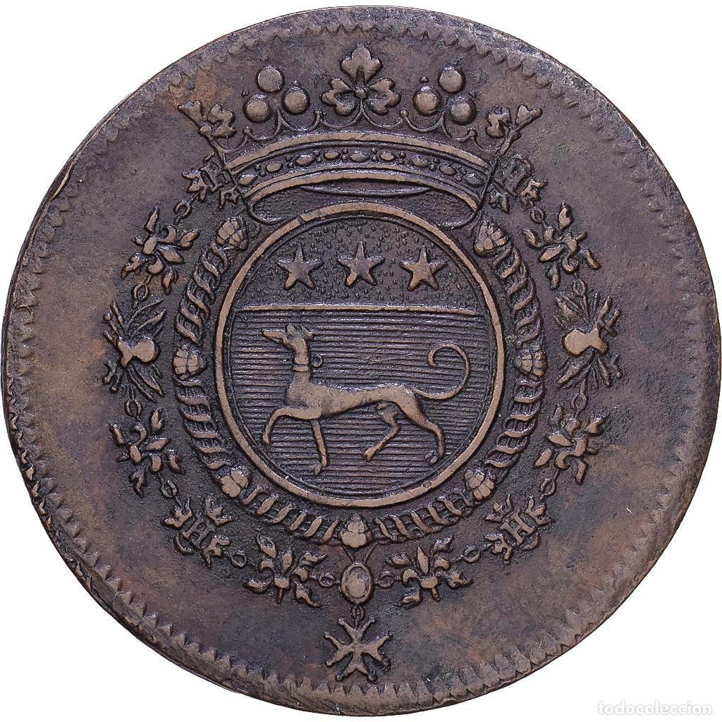 Medallas hist&oacute;ricas: [#139976] Francia, zeton, Michel Chamillart, 1706, Cobre, MBC+