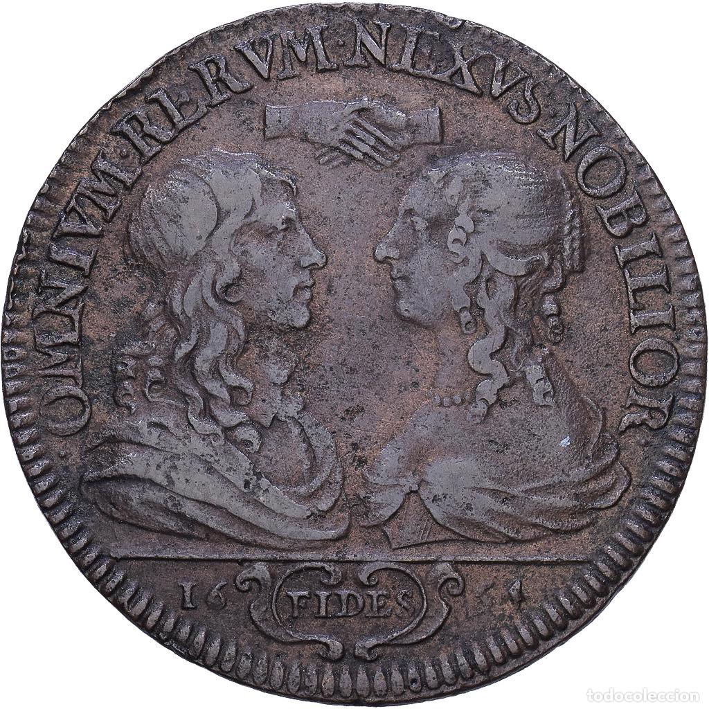 Medallas hist&oacute;ricas: [#139967] Francia, zeton, Claude Galland, &eacute;chevin de Paris et Catherine Guyon, 1654