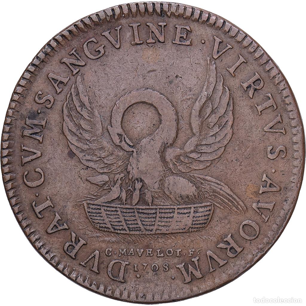 Medallas hist&oacute;ricas: [#139969] Francia, zeton, Maine, Froulay de Tess&eacute;, lieutenant-g&eacute;n&eacute;ral, 1708, Cobre, MBC