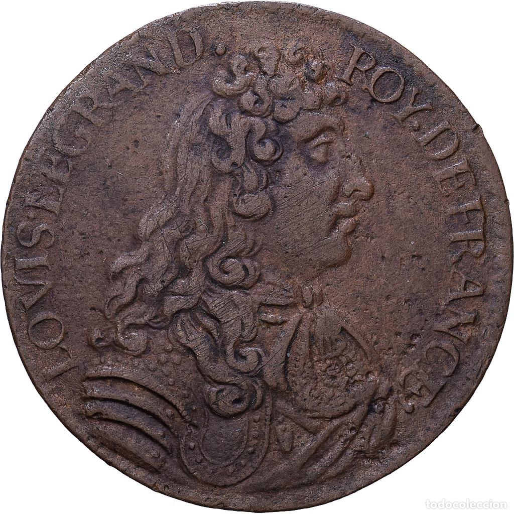 Medallas hist&oacute;ricas: [#1535003] Francia, zeton, Louis XIV, Tr&eacute;sor Royal, 1681, Cobre, BC+, Feuardent:1898