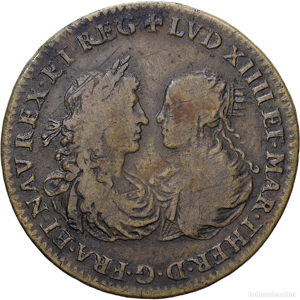 Medallas hist&oacute;ricas: [#1535013] Francia, zeton, Louis XIV et Marie-Th&eacute;r&egrave;se, Mariage, 1666, Lat&oacute;n, BC+
