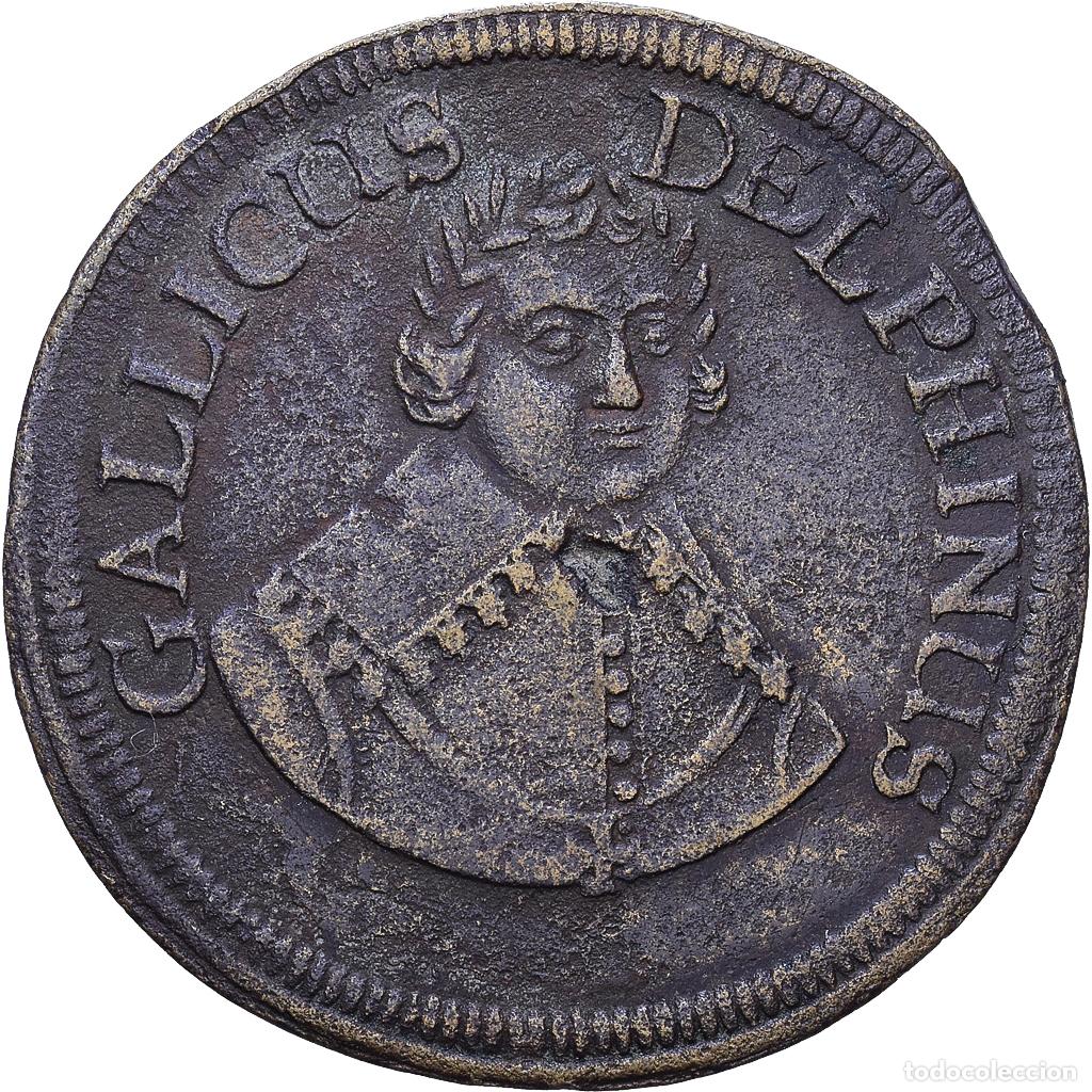 Medallas hist&oacute;ricas: [#1535035] Francia, Nuremberg token, Dauphin&eacute;, Louis le Grand Dauphin, Lat&oacute;n, BC+