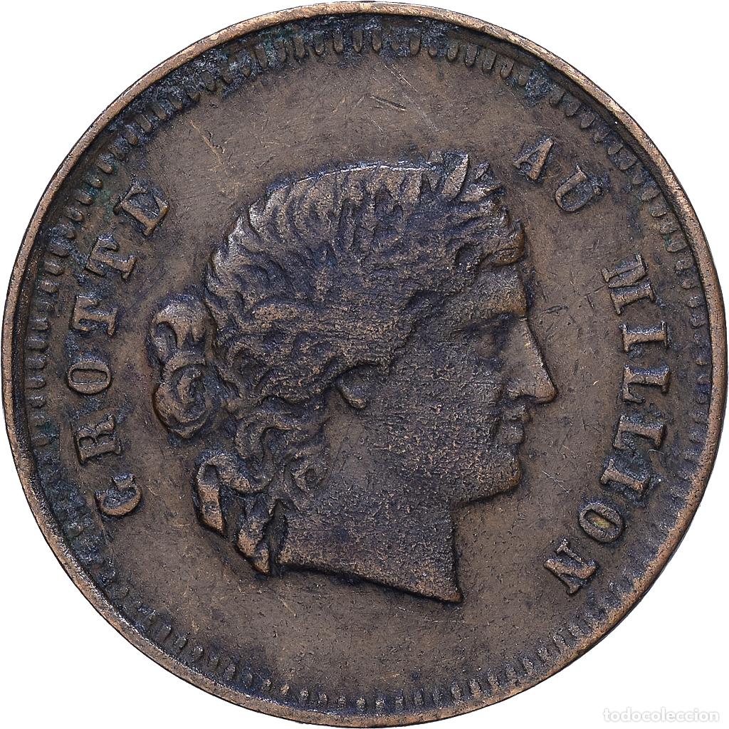 Medallas hist&oacute;ricas: [#1530573] Francia, zeton, La Grotte au Million, jeton d'&eacute;change, Lat&oacute;n, BC+