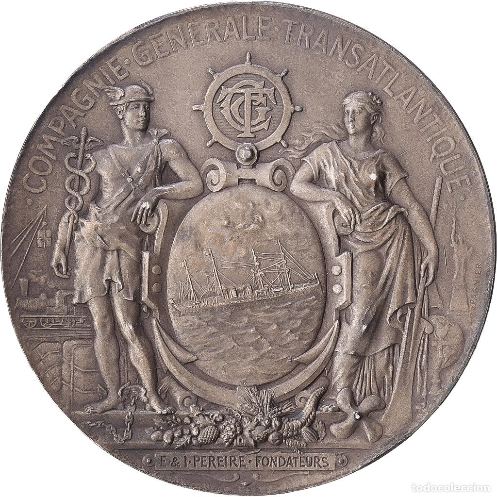 Medallas hist&oacute;ricas: [#1216881] Francia, medalla, Compagnie G&eacute;n&eacute;rale Transatlantique, Services Postaux, 1961
