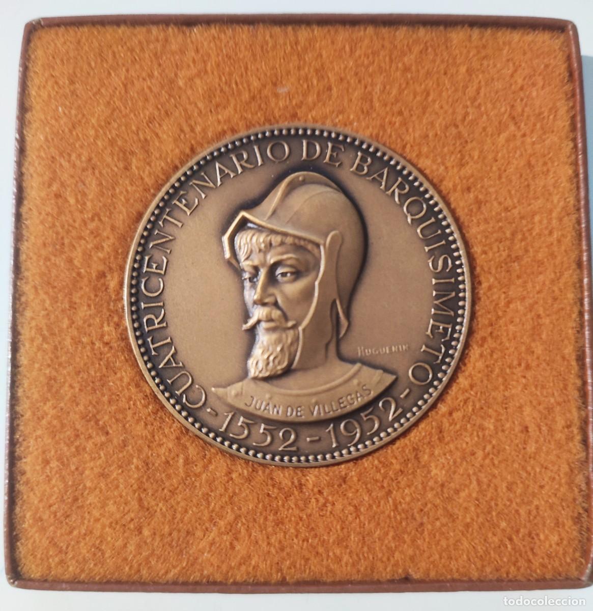 Medallas hist&oacute;ricas: Medalla de Bronce Cuatricentenario de Barquisimeto (1552-1952) - Juan de Villegas - Estuche Original