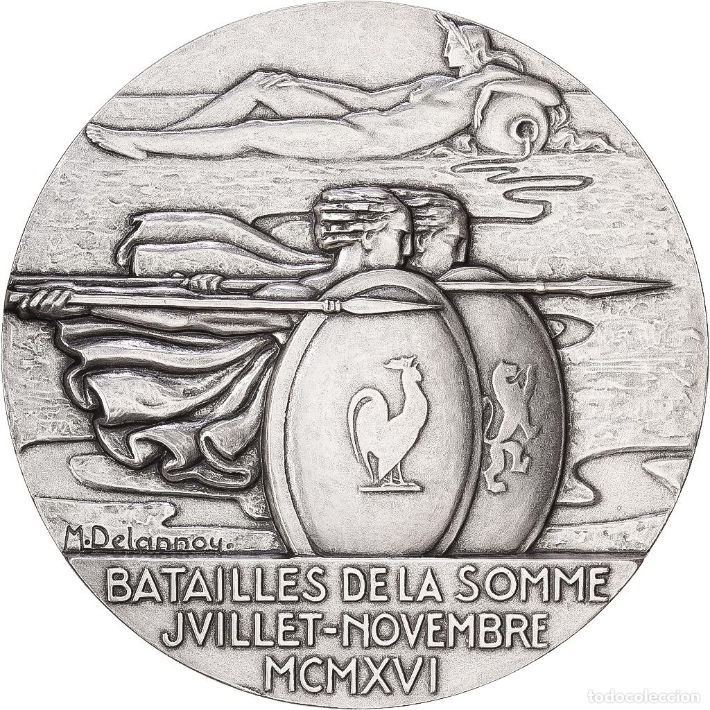 Medallas hist&oacute;ricas: [#1216821] Francia, medalla, Batailles de la Somme, Bronce plateado, Delannoy, SC