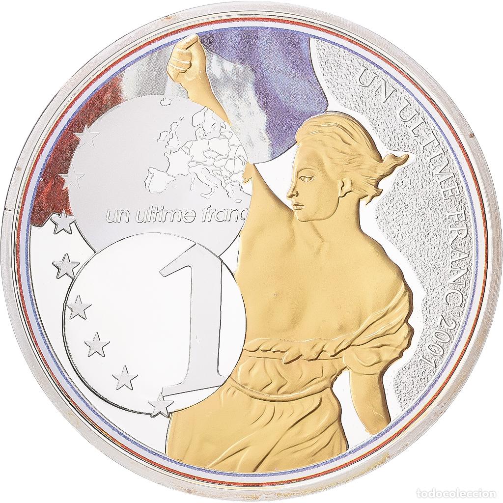 Medallas hist&oacute;ricas: [#1216830] Francia, medalla, Adieu au Franc, Un Ultime Franc, 2016, Plata chapada en cobre