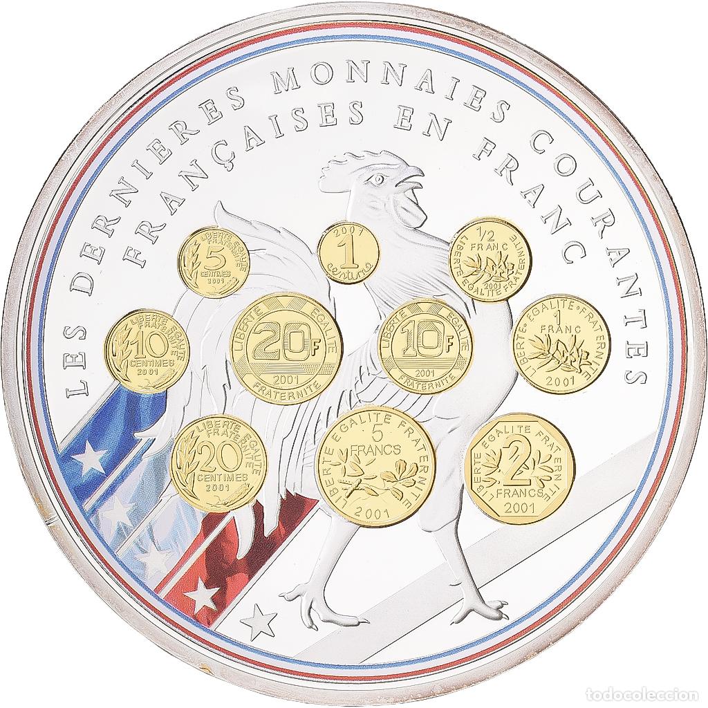 Medallas hist&oacute;ricas: [#1216831] Francia, medalla, 10 ans d'adieu au Franc, Les dernieres monnaies courantes