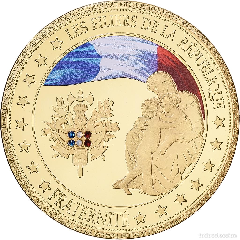 Medallas hist&oacute;ricas: [#1216835] Francia, medalla, Les Piliers de la r&eacute;publique, Fraternit&eacute;, Copper Clad Brass