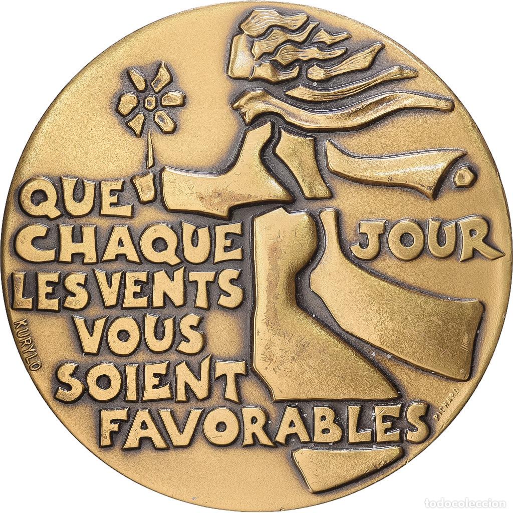 Medallas hist&oacute;ricas: [#1216888] Francia, medalla, M&eacute;daille de voeux, 1985, Bronce, Pichard, ROUEN, EBC