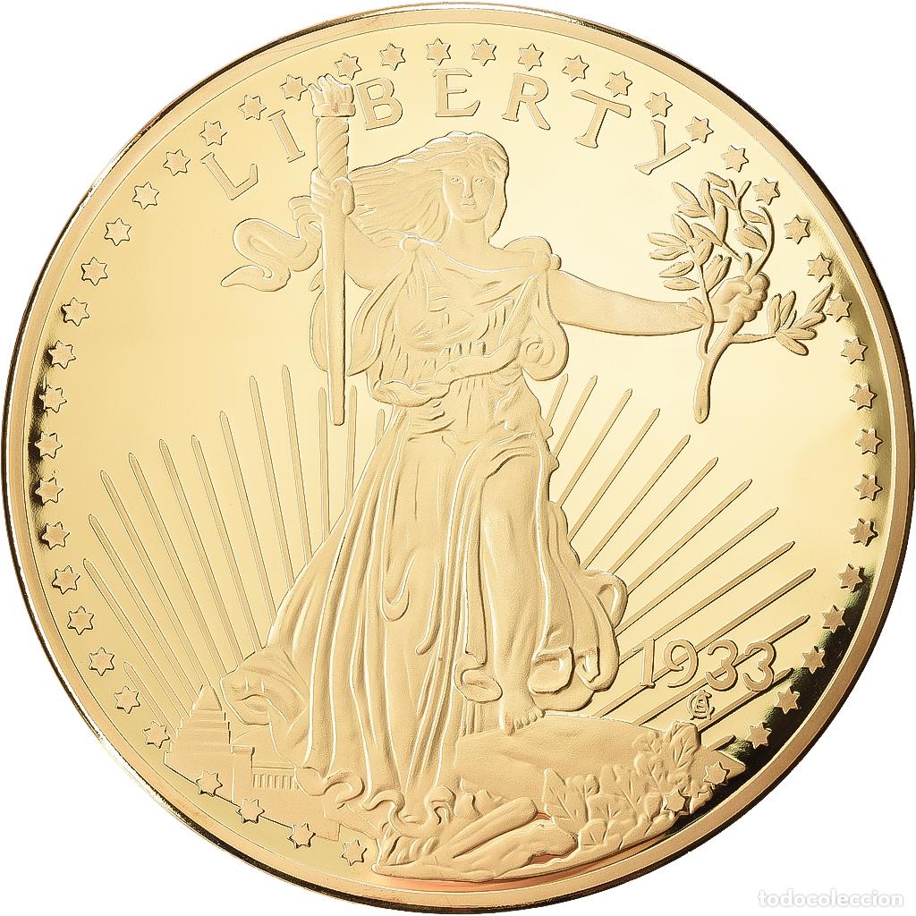 Medallas hist&oacute;ricas: [#1216904] Francia, medalla, Twenty Dollars Liberty, Copper Gilt, FDC