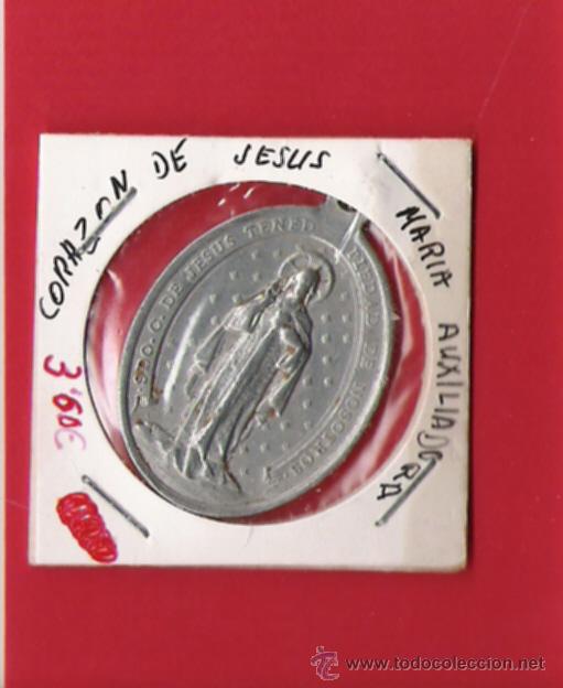 Medalhas tem&aacute;ticas: BONITA MEDALLA ANTIGUA DEL CORAZON DE JESUS Y MARIA AUXILIADORA