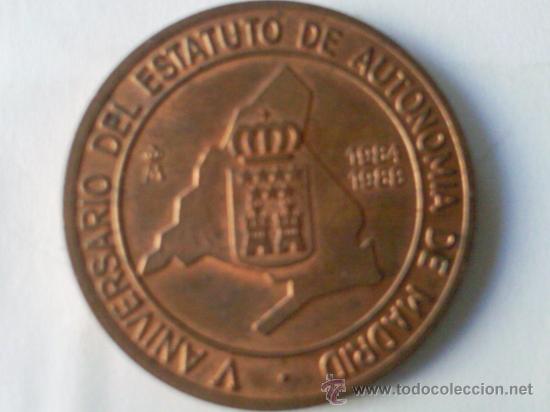 Thematic medals: MEDALLA CONMEMORATIVA, V ANIVERSARIO DEL ESTATUTO DE AUTONOMIA DE MADRID , 1984-1988