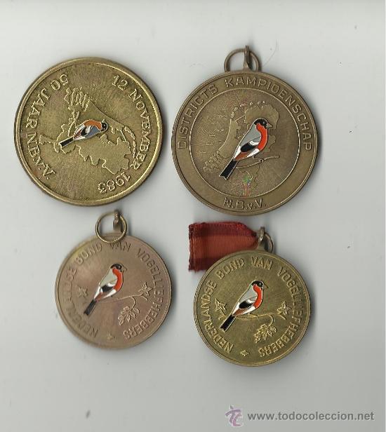 Medallas tem&aacute;ticas: 4 medallas en bronce.Asociacion holandesa de avistadores de Aves.1991 y 1993