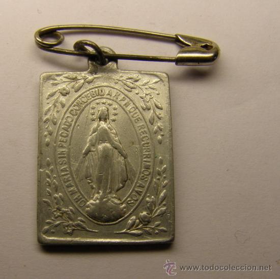 Medallas tem&aacute;ticas: Medalla religiosa llamada milagrosa. Rectangular. - Foto 1