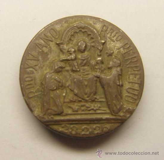 Medaglie tematiche: Medalla placa religiosa del XV a&ntilde;o del Rosario Perpetuo.