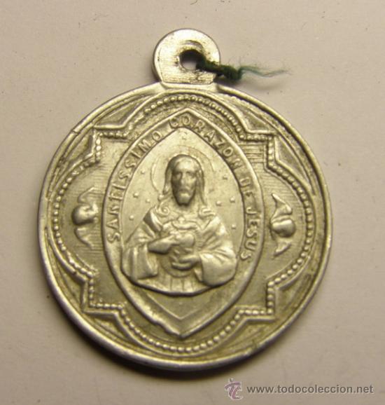 Medaglie tematiche: Medalla italiana religiosa de Sagrado Coraz&oacute;n y Virgen Maria.
