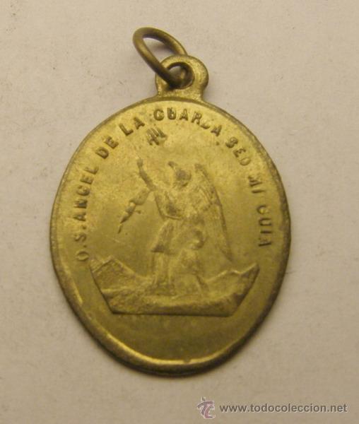 Thematische Medaillen: Medalla religiosa del Angel de la Guardia y San Jos&eacute;. Siglo XIX.