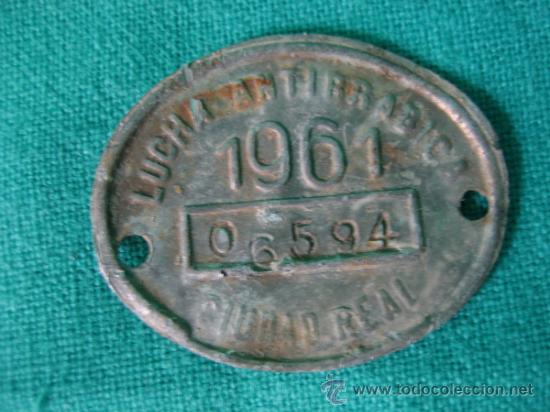Medallas tem&aacute;ticas: Placa antirrabica 1961 Ciudad Real - Foto 1
