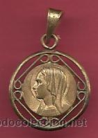 Thematic medals: preciosa medalla antigua perforada 1,5 cm. de diametro bronce