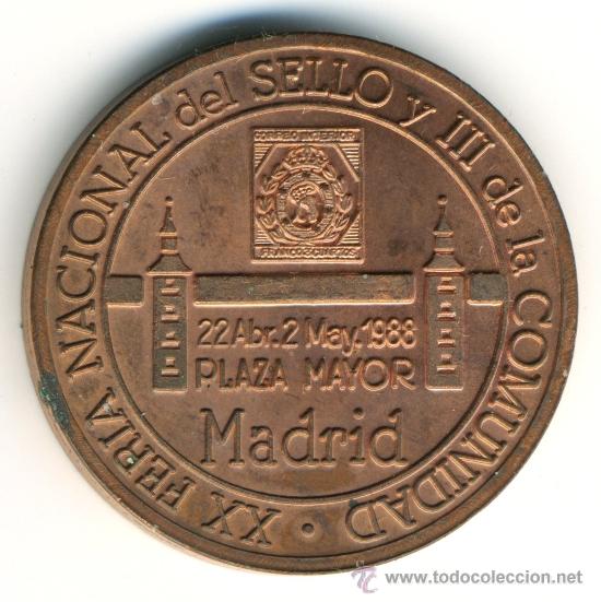 Medallas tem&aacute;ticas: medalla feria nacional del sello. 1988. V aniversario del estatuto de autonomia de Madrid