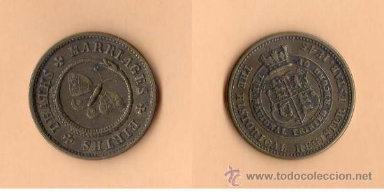 Medallas tem&aacute;ticas: TOKEN &rdquo;THE HISTORICAL REGISTER ESTAB. 1845&rdquo; - Foto 1