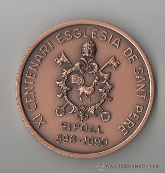 Thematic medals: MEDALLA CONMEMORATIVA XI CENTENARI ESGL&Eacute;SIA DE SANT PERE 890-1990 &middot; RIPOLL