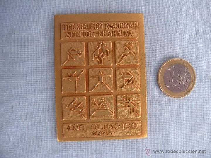 Thematic medals: MEDALLA RECT&Aacute;NGULAR DELEGACI&Oacute;N SECCI&Oacute;N FEMENINA A&Ntilde;O OLIMPICO 1972. MADRID
