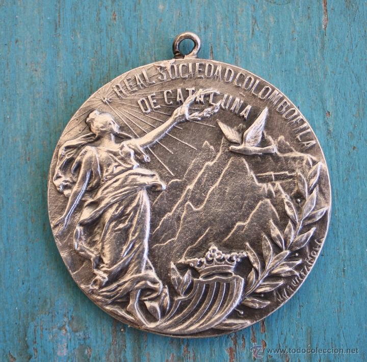 Medaglie tematiche: ANTIGUA MEDALLA REAL SOCIEDAD COLOMBOFILA DE CATALU&Ntilde;A - EN PLATA - CONCURSO PALOMAS MENSAJERAS 1929