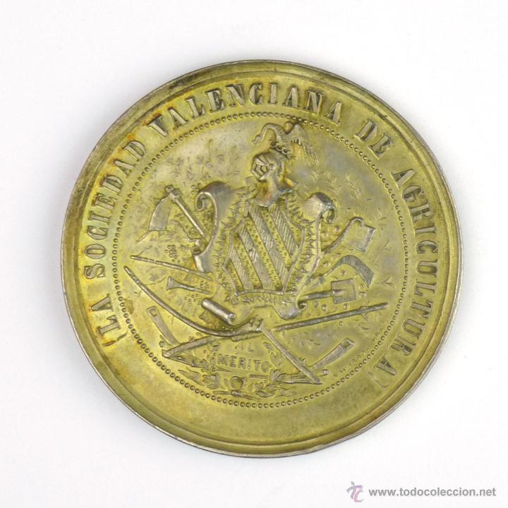 Medaglie tematiche: MEDALLA AG. SOCIEDAD VALENCIANA DE AGRICULTURA-1855-51MM-PESO 48 GR-PATINA ORIGINAL