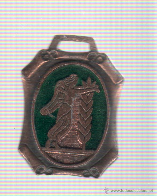 Medalhas tem&aacute;ticas: medalla esmaltada muger - angel con espiga