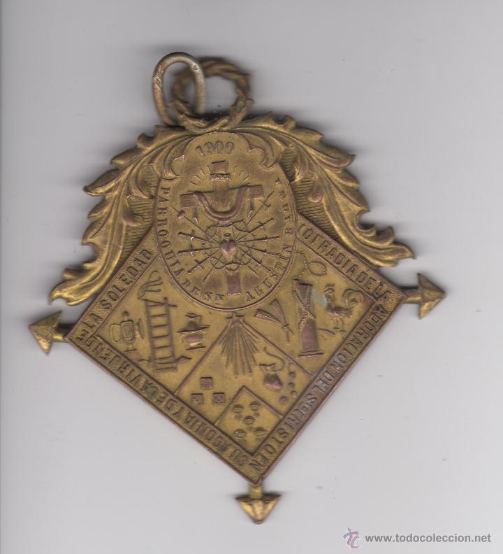Medallas tem&aacute;ticas: medalla  cofradia de la adoracion santo cristo y virgen soledad  parroquia san agustin baena 1900