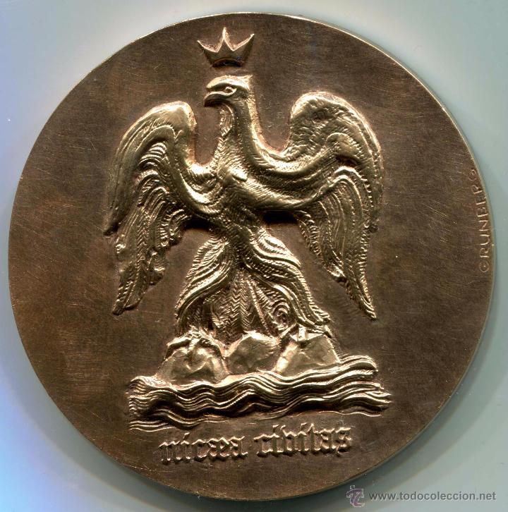 Medaglie tematiche: Medalla de honor en gran tama&ntilde;o de bronce de la ciudad de NIza a Jules Romains. 1978