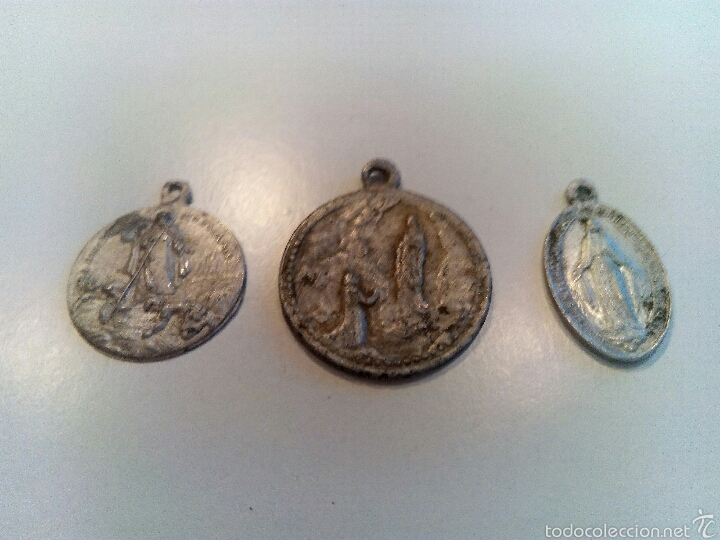 M&eacute;dailles th&eacute;matiques: LOTE DE 3 MEDALLAS RELIGIOSAS DE ALUMINIO