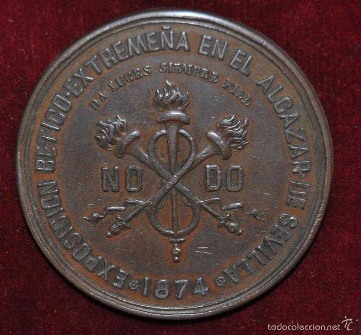 Medallas temáticas: MEDALLA EXPOSICION BETICO-EXTREMEÑA EN EL ALCAZAR DE SEVILLA. NODO. AÑO 1874