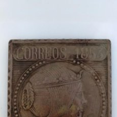 Medallas temáticas: MEDALLA - SELLO CORREOS - 1853 CERT DO 6RS - 8 X 6,5 CM. Lote 63128084