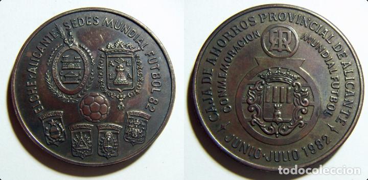 Medaglie tematiche: MEDALLA ELCHE Y ALICANTE SEDES DEL MUNDIAL 82. COBRE 40mm 31gr