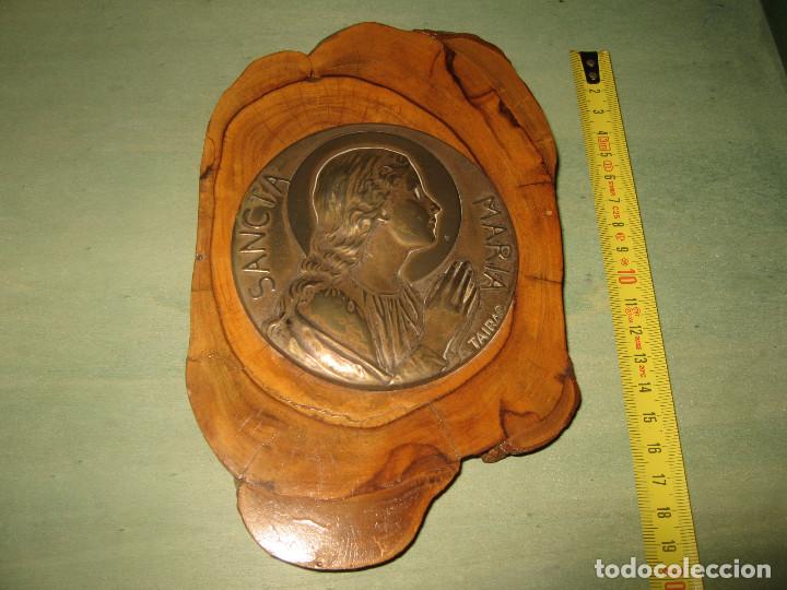 Medalhas tem&aacute;ticas: MEDALLA SANCTA MARIA SOBRE MADERA FIRMADO TAIRAC